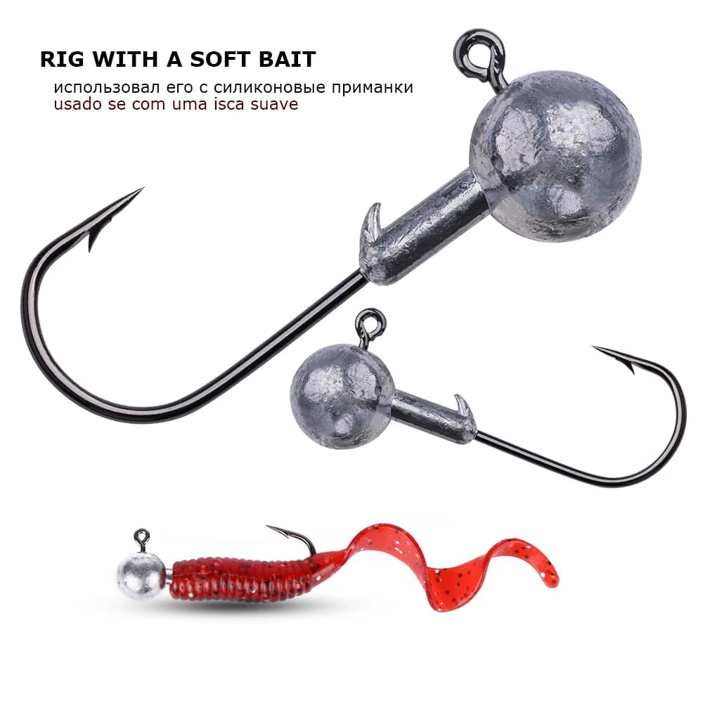 Hameçons plombés Goture 20 à 50 pièces 1g à 20g pour leurres souples - Têtes jig acier carbone pour carpe et bar
