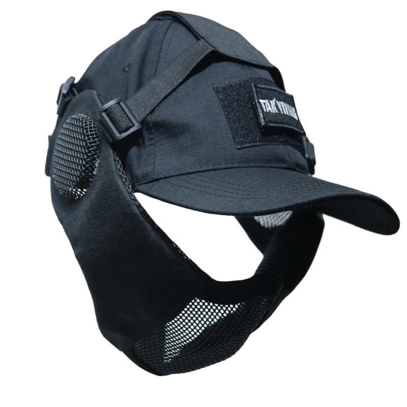 Masque pliable chasse pêche avec protection oreilles - Airsoft Paintball - Masque filet TAK YIYING
