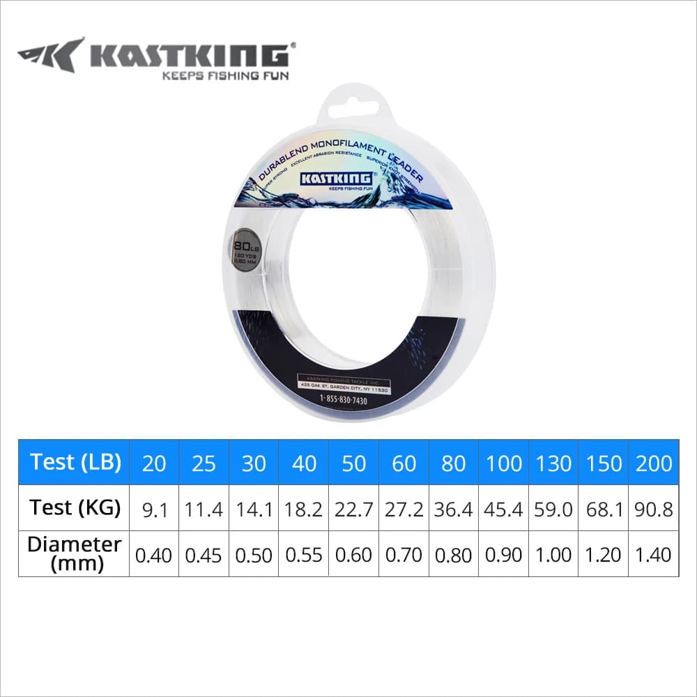 Ligne de pêche monofilament nylon KastKing haute résistance 20-200LB pour bateau et pêche sportive