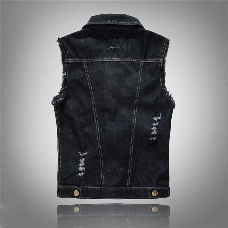 Veste sans manches en jean délavé pour homme, style vintage printemps automne, taille 6XL - DIMUSI