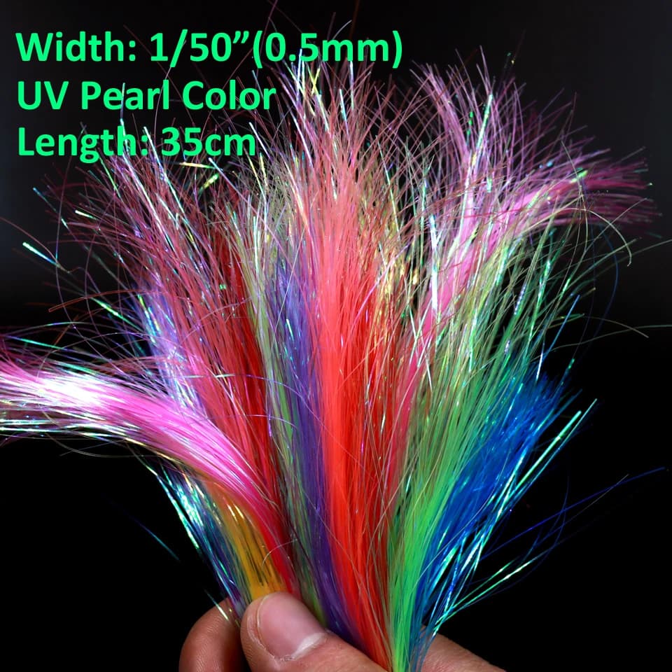 Flashabou UV Pearl Ice Wing Bimoo pour montage de mouches, streamers pêche truite saumon brochet matériel leurre