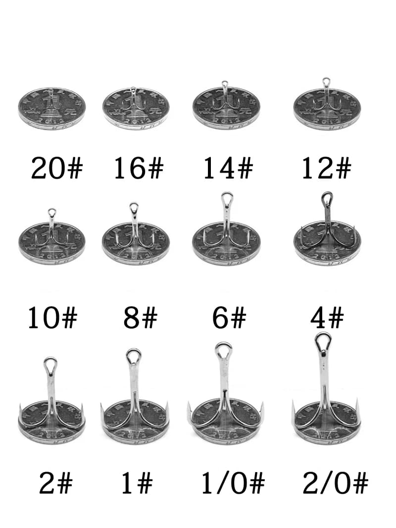 Lot de 50 hameçons triples pêche DG04, acier haute carbone avec ardillon, noir/argent, pour carnassiers