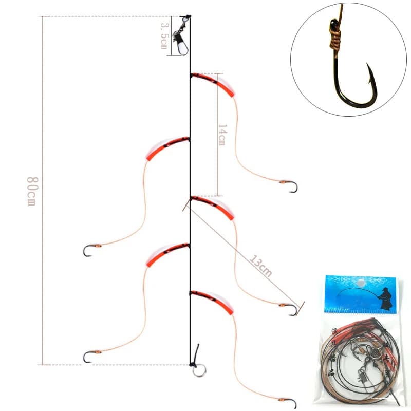 Hameçons de pêche acier haute teneur en carbone KMRESA, 5 hameçons avec émerillons et leurres, tailles