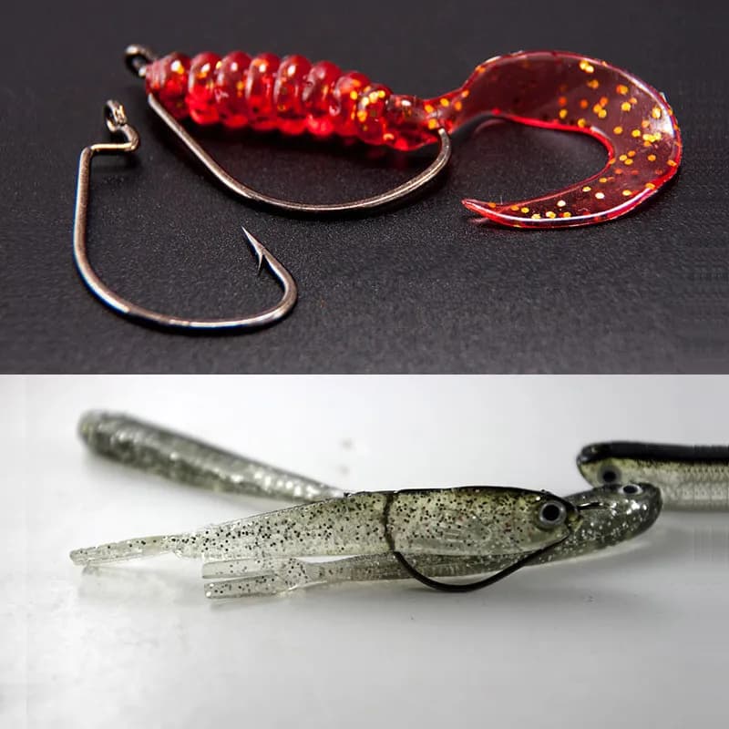 100 hameçons pêche leurres souples gros gap pour carnassiers, acier carbone noir, modèle crank barbelé, lot de 100