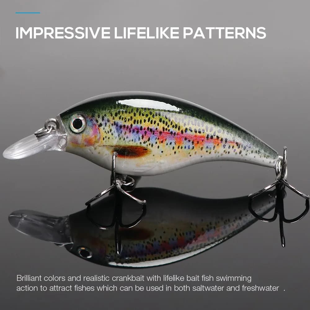 Leurre de pêche leurre dur flottant 6cm 10g Black Minnow pour truite et perche crankbait jerkbait