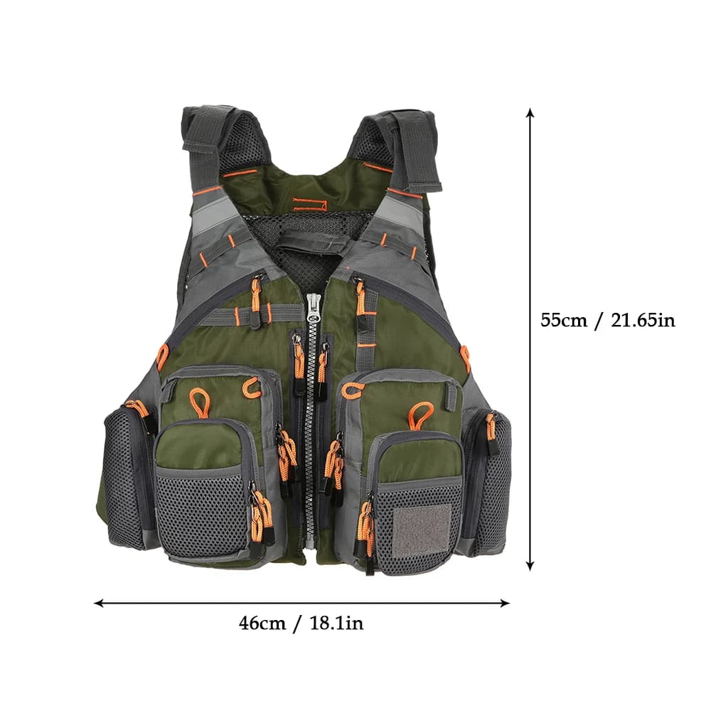 Gilet de pêche respirant Lixada, veste de sécurité multifonction pour la pêche fly et sports nautiques