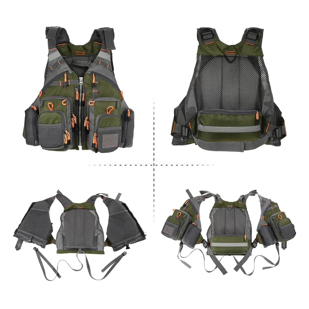 Gilet de pêche respirant Lixada, veste de sécurité multifonction pour la pêche fly et sports nautiques