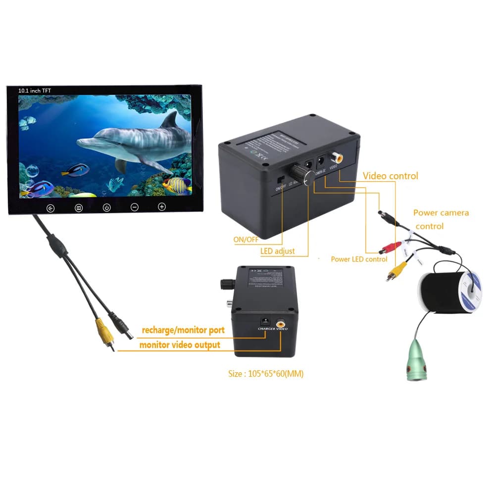 GAMWATER Kit caméra vidéo sous-marine wifi 10 pouces pour iOS Android 20m 30m 50m 1000tvl pêche