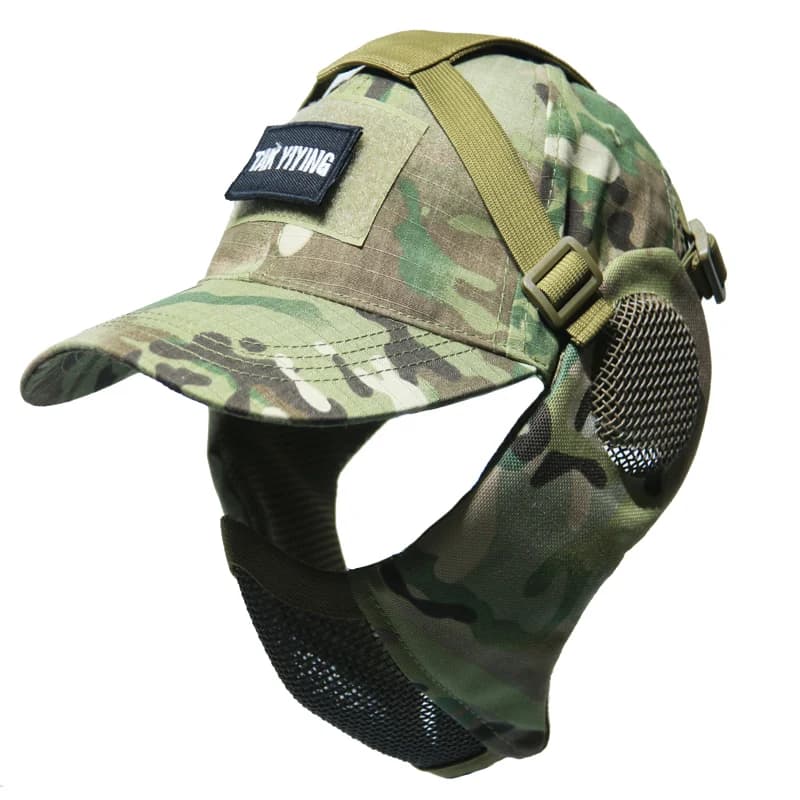 Masque pliable chasse pêche avec protection oreilles - Airsoft Paintball - Masque filet TAK YIYING