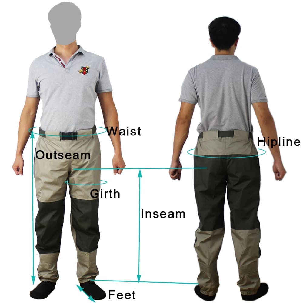Pantalon de pêche à la mouche cuissarde respirant et imperméable avec pieds chaussants