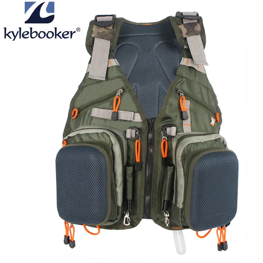 Gilet de pêche à la mouche ajustable pour homme - Sac à dos multifonction avec poches extérieures