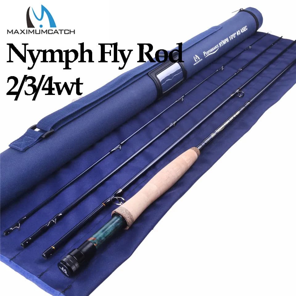 Canne à pêche à la nymphe Maximumcatch 2/3/4WT IM10 carbone 10/11FT action modérée rapide pour truite