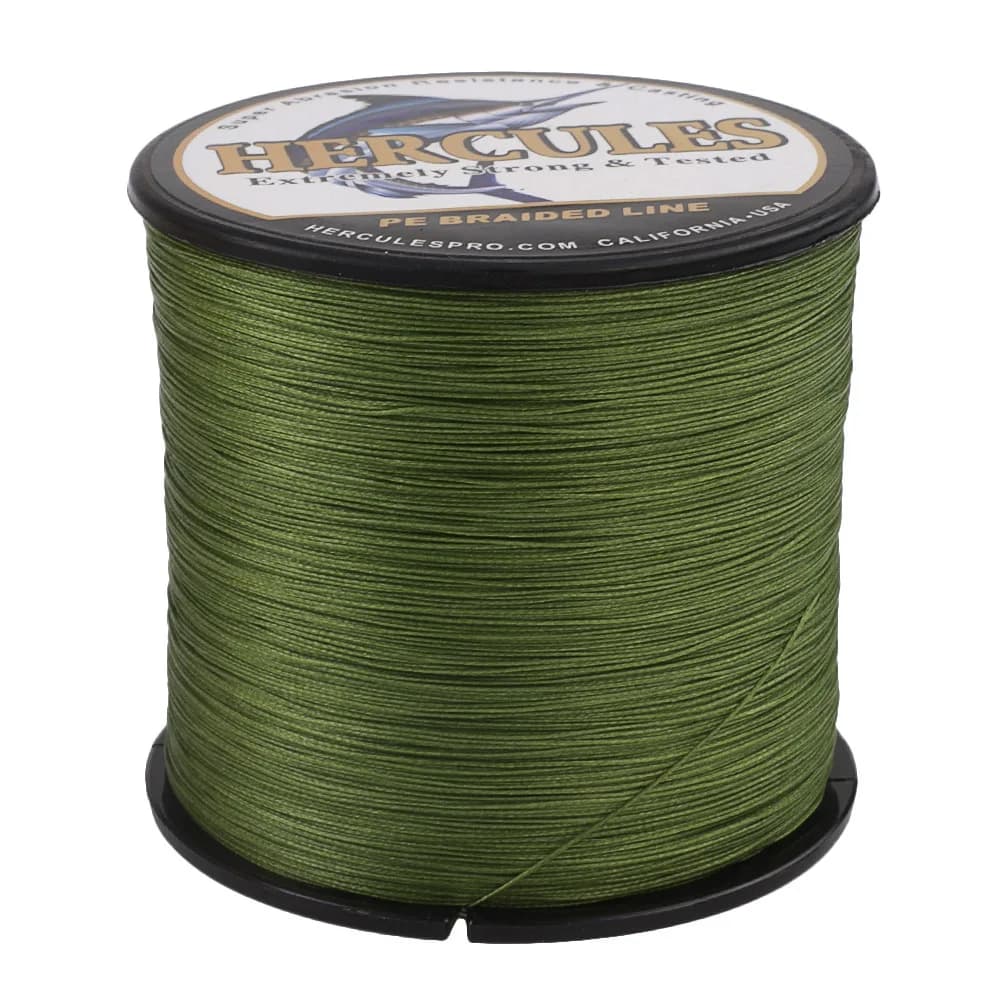 Hercules Braided fil pêche mer 8 brins vert armée - Fil PE 100% 100-2000m pêche eau salée