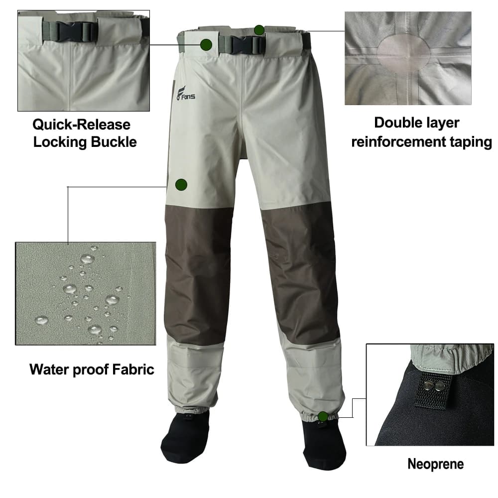 Waders hanche hommes femmes 3 plis durables respirants imperméables pieds chaussettes isolés pêche kayak