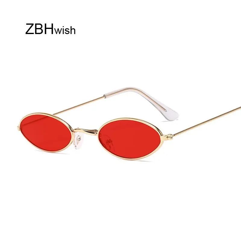 Lunettes de soleil rétro femme ovale vintage noir rouge métal ZBHWISH miroir pour pêche à la mode