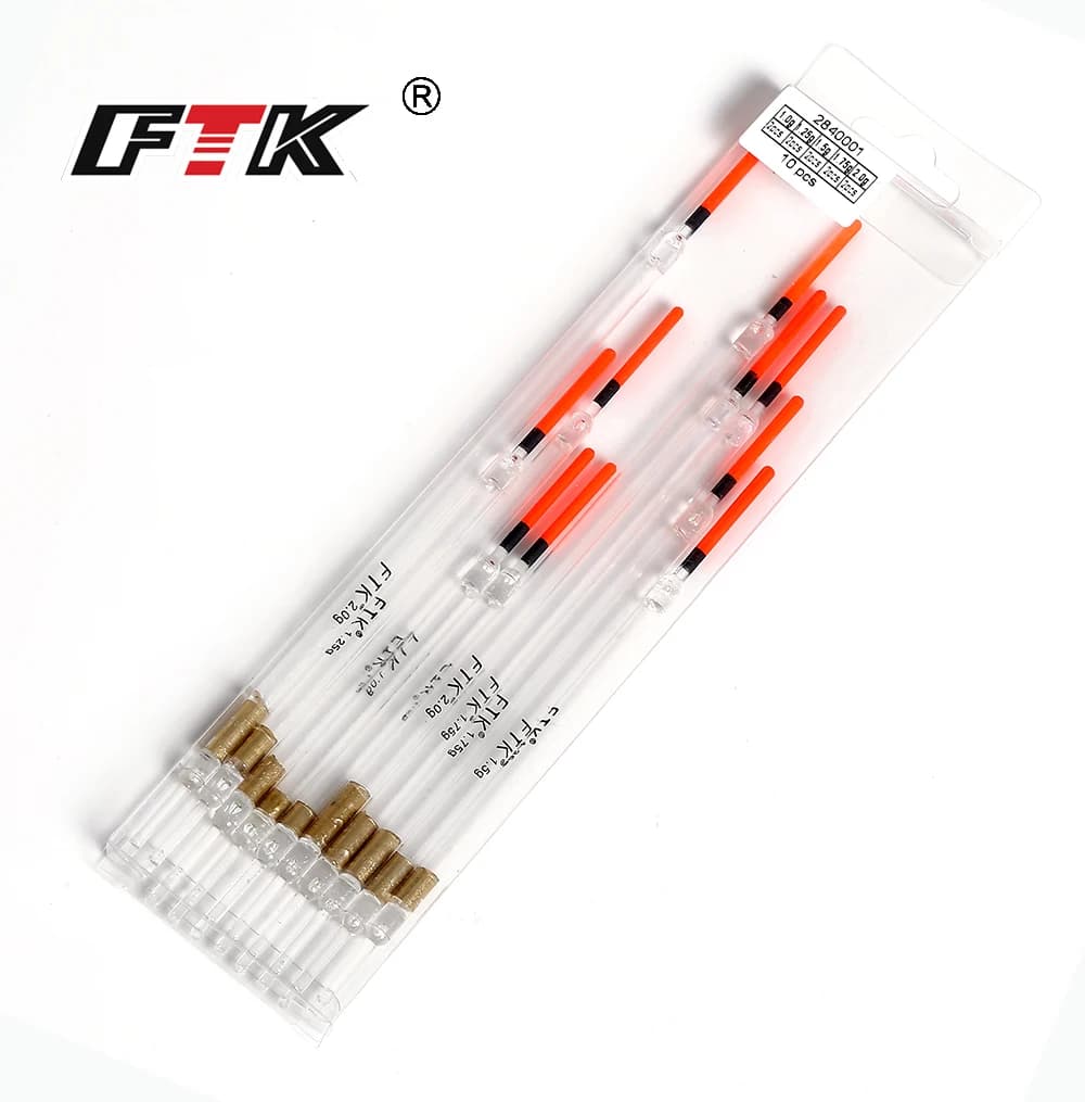 Flotteurs nylon cristal FTK 10 pièces lot 1.0g à 2.0g pour pêche fine et précise, matériel pêche complet