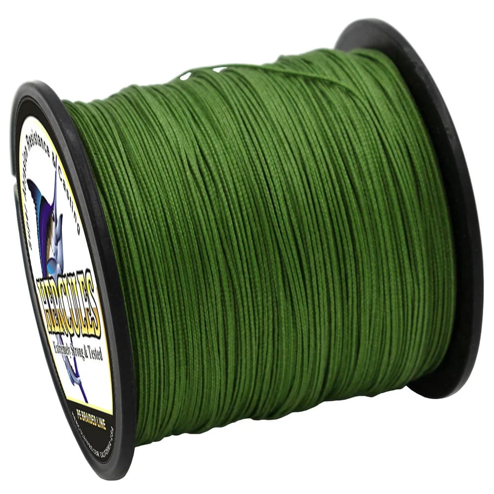 Ligne de pêche Hercules 8 brins Army Green pour mer et eau salée, 100% PE, disponible