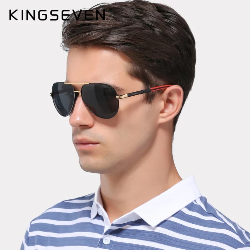 Lunettes de soleil vintage aluminium polarisées KINGSEVEN pour pêche - Verres traités conduite classique homme femme
