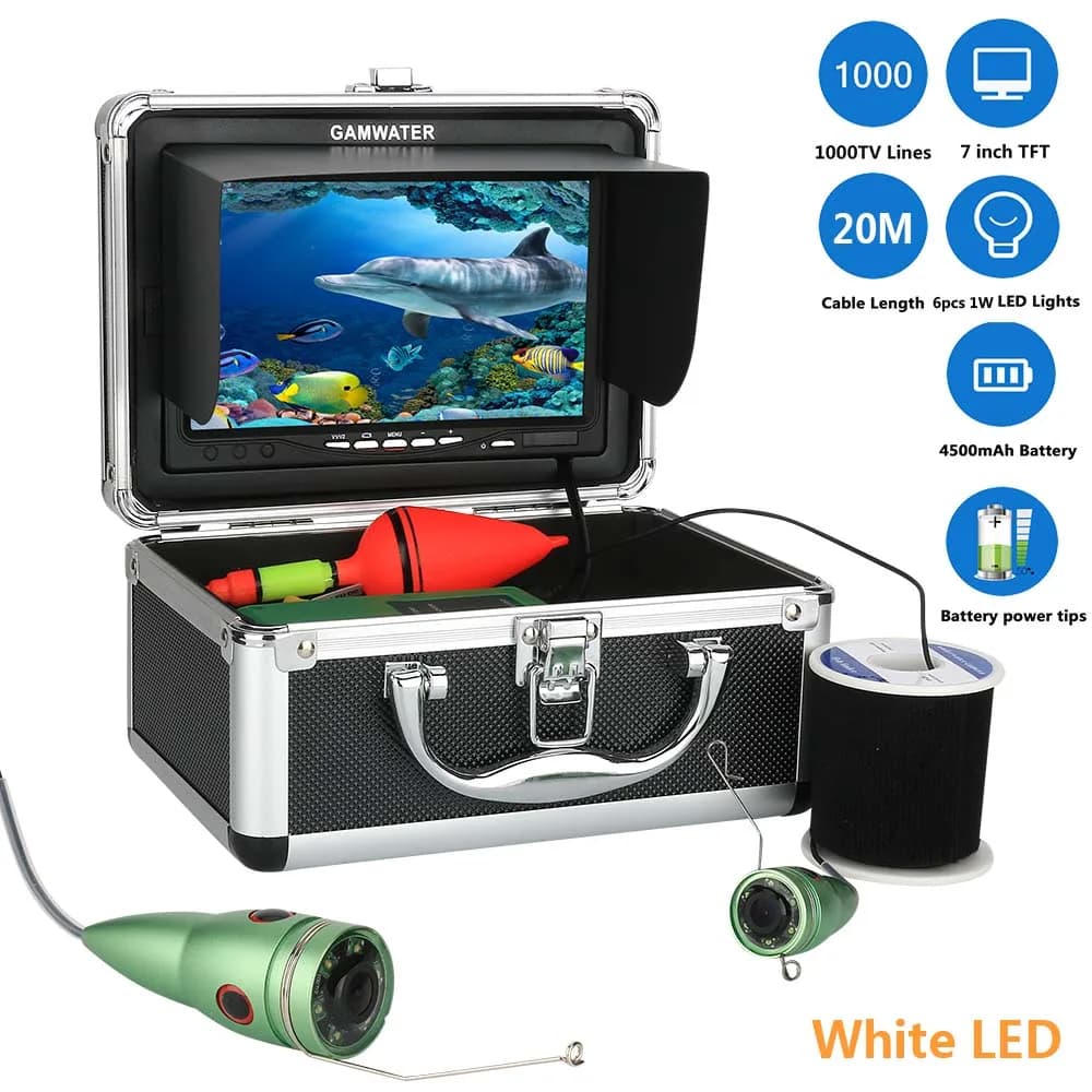 MAOTEWANG Caméra vidéo pêche sous-marine 7 pouces HD 165 degrés kit 6 LED 1W lumière blanche sondeur 1000tvl 20 30 50m