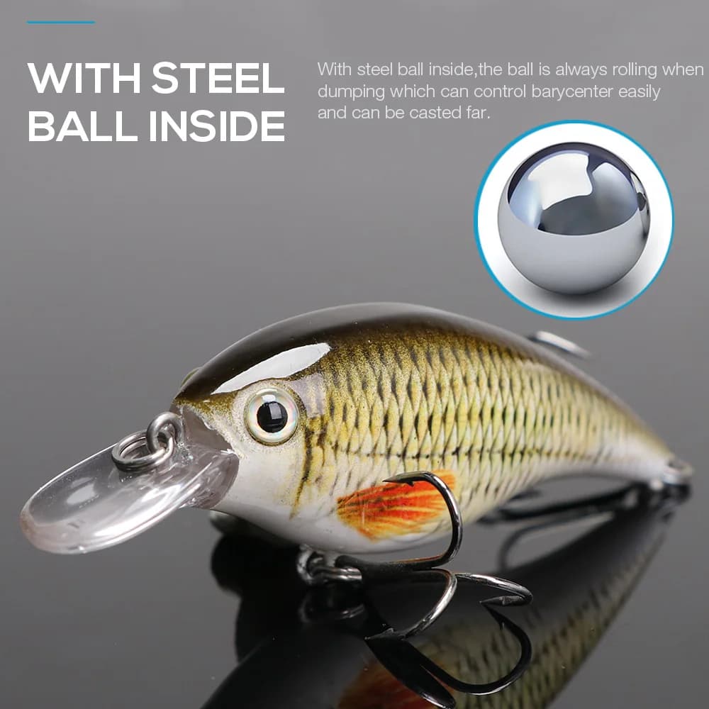 Leurre de pêche leurre dur flottant 6cm 10g Black Minnow pour truite et perche crankbait jerkbait