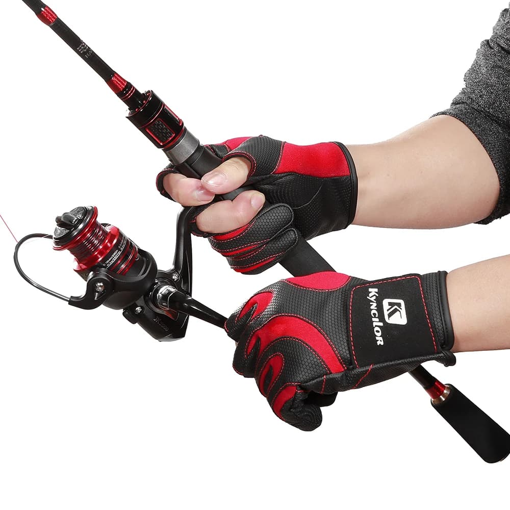Gants pêche sans doigts 3 doigts cuir résistant - survie camping randonnée outil secours