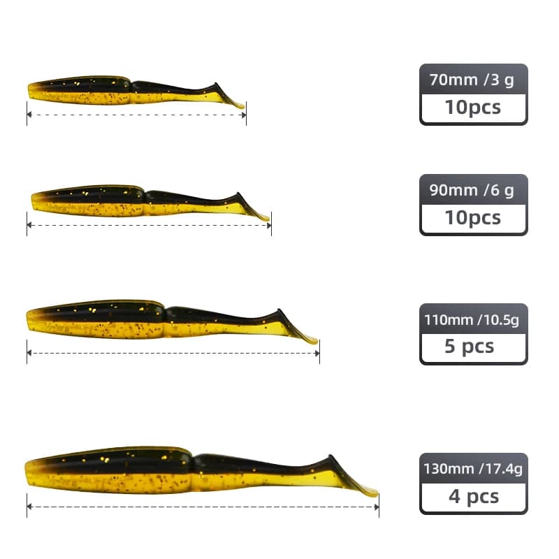 Leurre Souple Meredith Crazy Shiner 70-130mm, Appât Artificiel Wobbler pour la Pêche du Bar et Carnassiers
