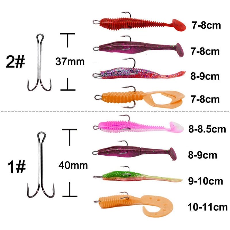 20 hameçons doubles longue tige anti-herbe pour pêche aux leurres souples - Hameçons bass et jig