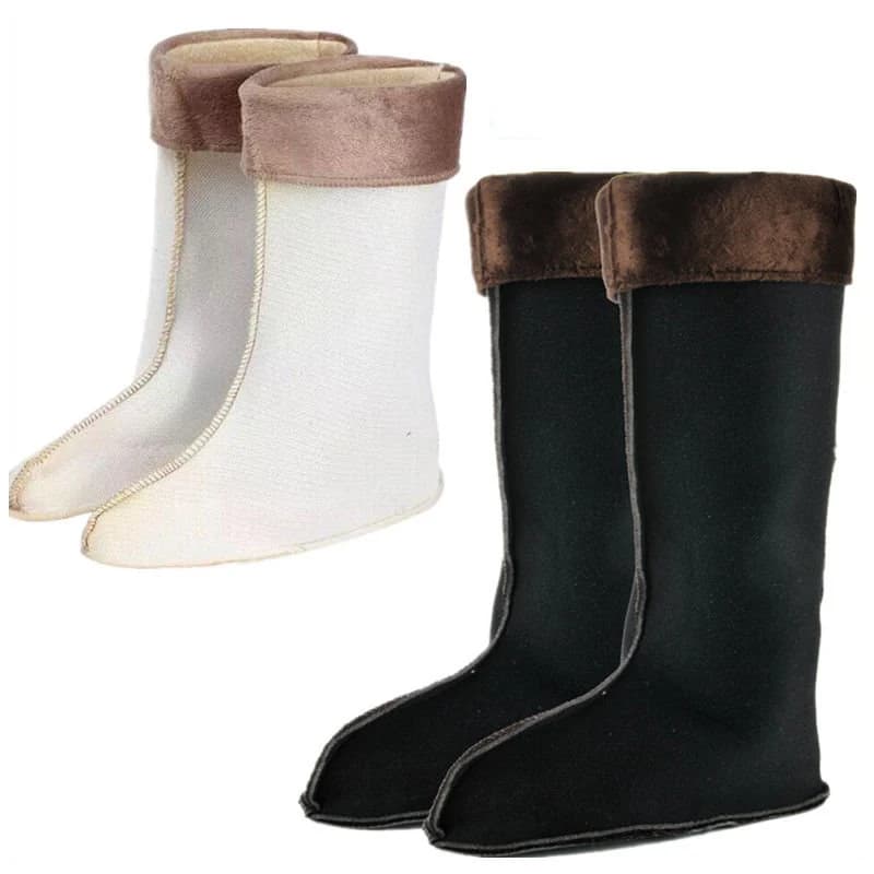 Bottes pluie hiver hautes doublure intérieure coton polaire chaussettes velours chaussures eau chaudes