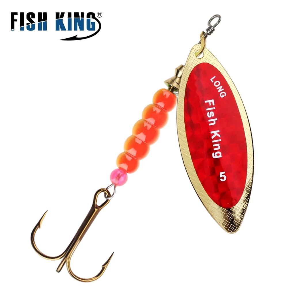 Leurre cuillère métal Fish King pour brochet et perche, leurre spinner avec hameçons - 4.5g à 27.1g