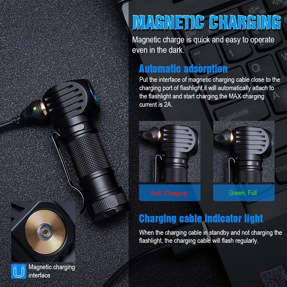 Lampe frontale Trustfire MC18 LED XP-LHI magnétique - Frontale pêche rechargeable 18650 1200LM étanche