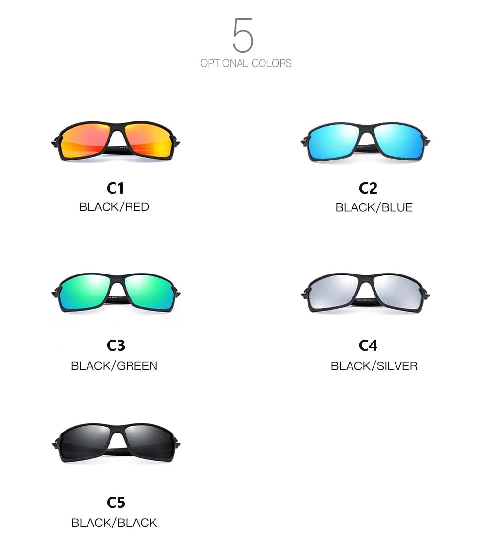 Lunettes de soleil polarisées carrées homme pour pêche sportive et conduite - UV400 protection totale