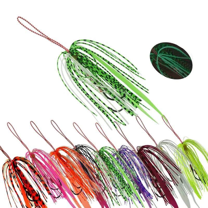 5 Jupe Silicone Luminescente pour Montage Assist Hook Inchiku - Accessoires Pêche Mer