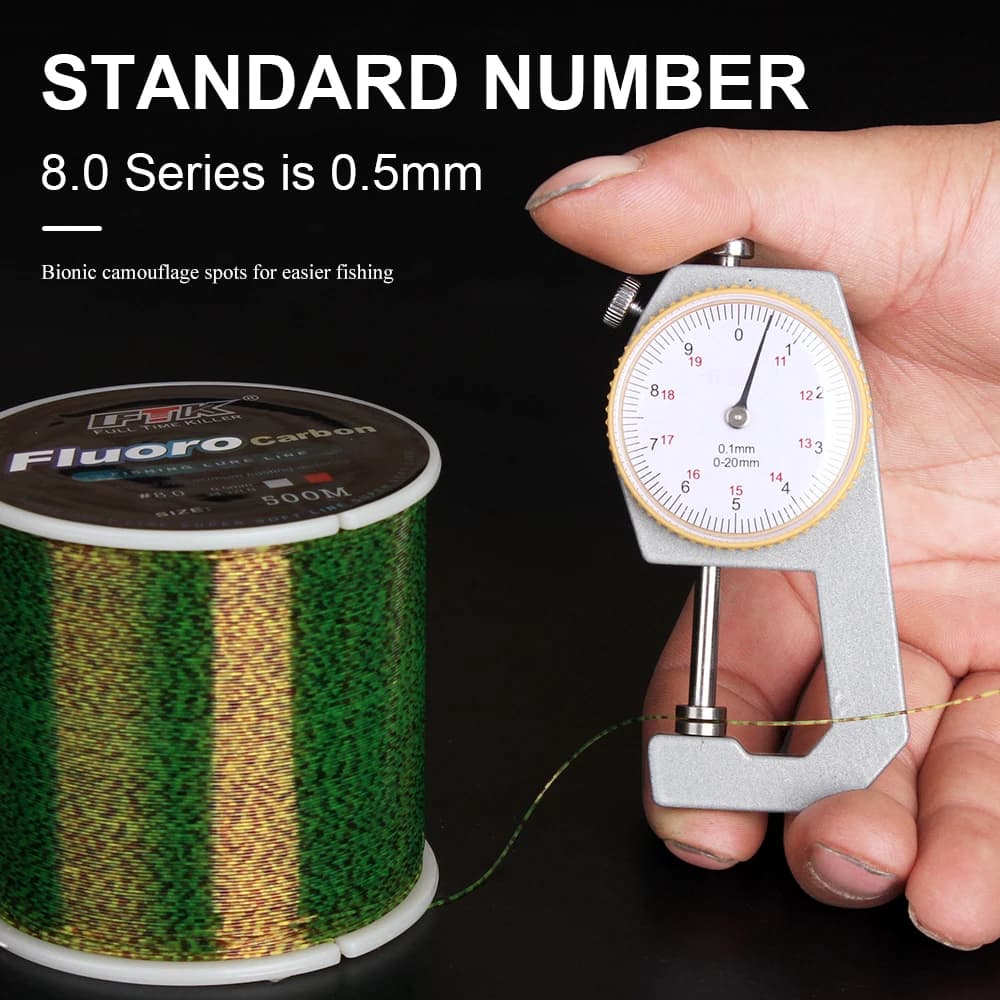 Ligne de Pêche Fluorocarbone Invisible Tachetée 0.20mm-0.50mm Haute Résistance 4.13-34.32LB pour Carnassiers