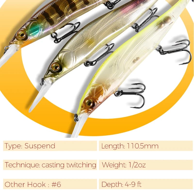 Wobbler professionnel Bearking 110mm 14g plonge 1.8m pour brochet et perche - jerkbait efficace