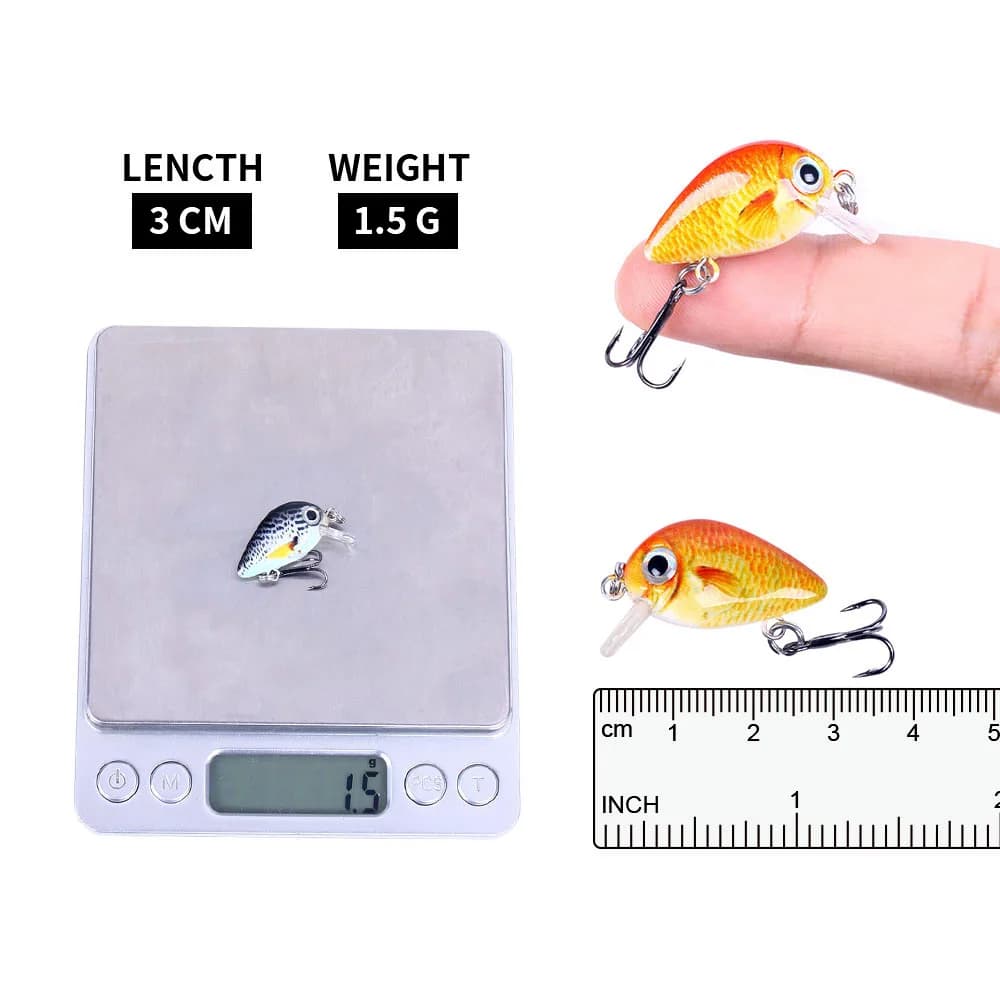 Kit 5 leurres crankbait mini 3cm 1.5g-2g pour truite et perche pêche artificielle