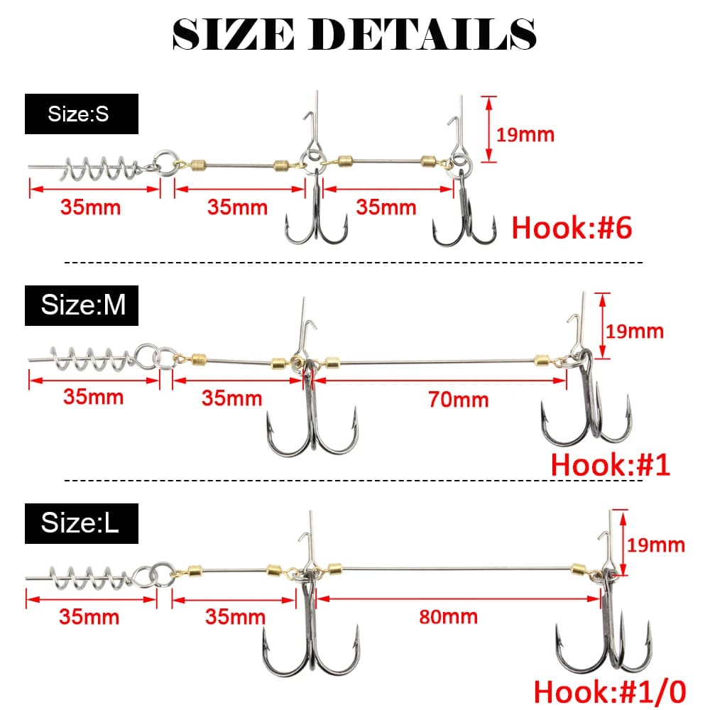 Montage Spin Rig avec Hameçons Double pour Brochet et Leurres Souples Shad Belly Stinger