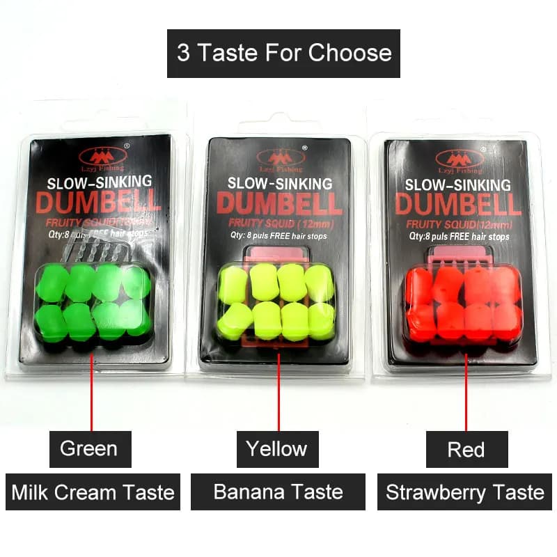 8PCS leurres souples silicone appâts artificiels stoppeurs dumbbell pour pêche à la carpe