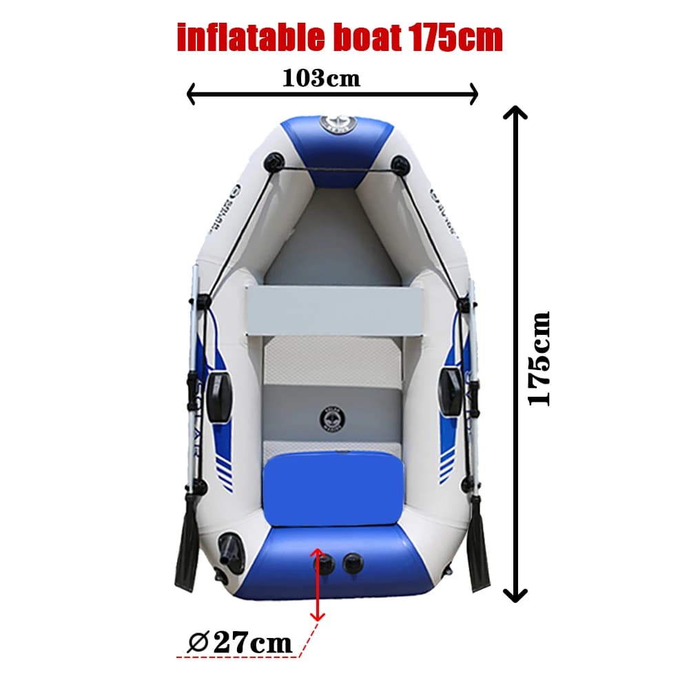 Kayak gonflable PVC Solarmarine 175cm - Bateau de pêche résistant avec plancher à air