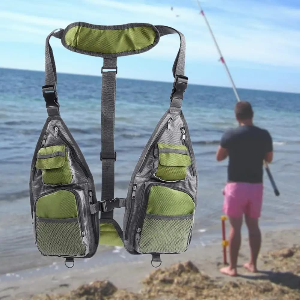 Veste de pêche légère respirante avec poches et côtés ouverts pour le trolling et multi-activités