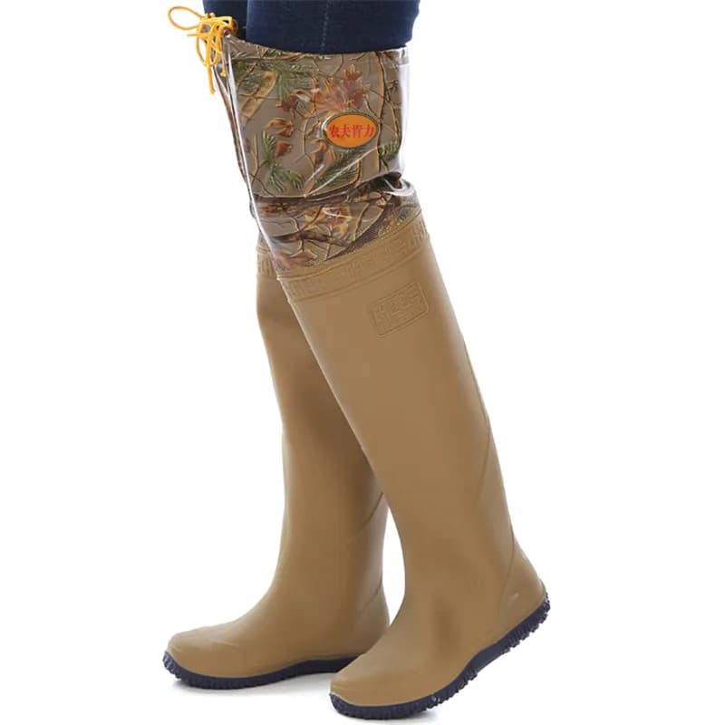 Waders camouflage PVC 60cm - Bottes pêche semelle souple - Utilisation polyvalente riziculture