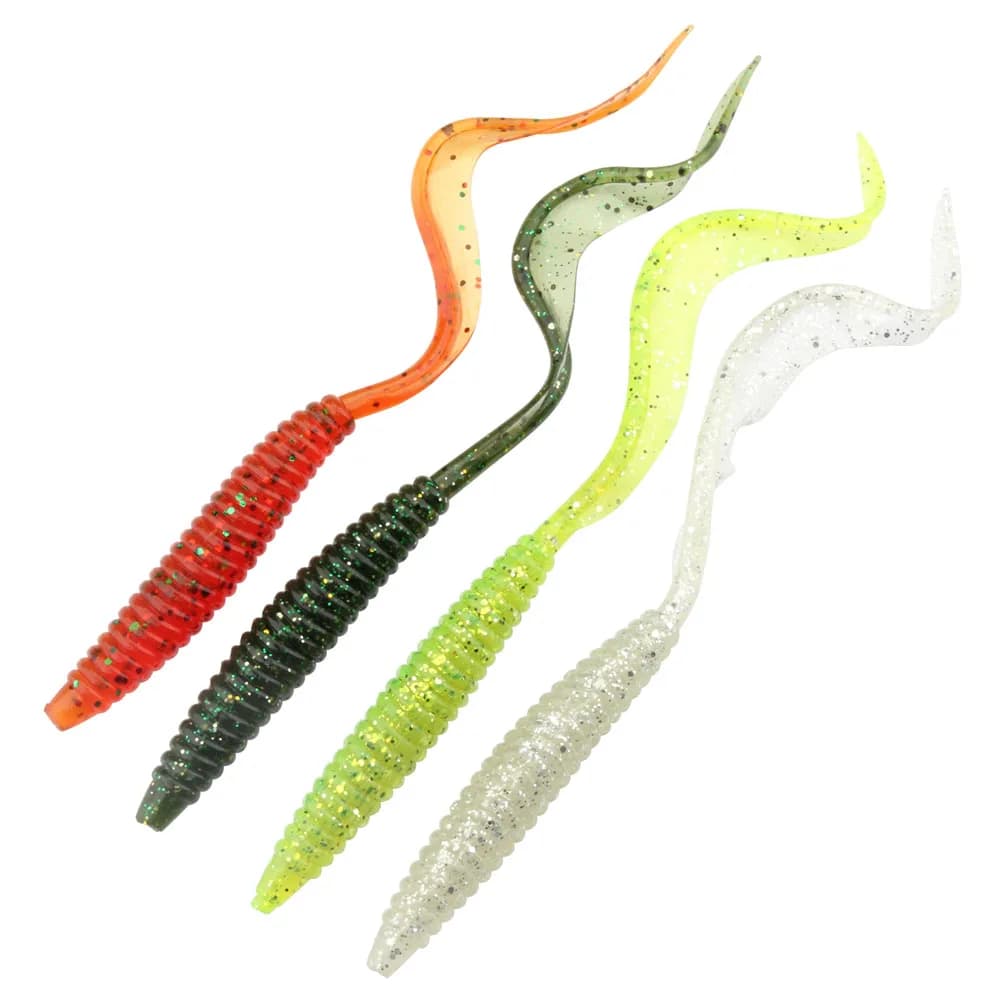 Vers souples Spinpoler 18cm 13cm - leurres silicone réalistes 4 couleurs queue longue flexible 5 pièces par pack
