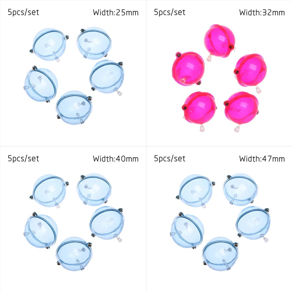 5 boules flottantes ABS 4 types - Flotteurs bulles pêche mer bleu rouge 25-47mm outils extérieur