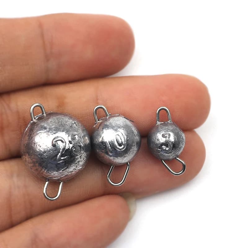 Lot de 5 plombs de pêche bullet et ronds de 3g à 28g avec émerillon pour