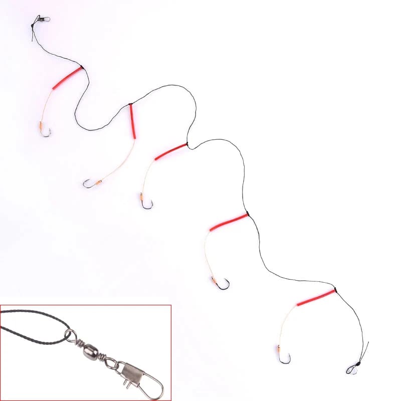 Hameçon acier carbone avec 5 petits hameçons swivel rigs pêche fond ksbing astring of hooks