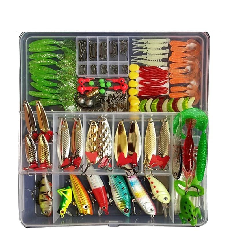 Kit de pêche leurres durs wobblers, cuillers métal et leurres souples silicone – accessoires pêche complets