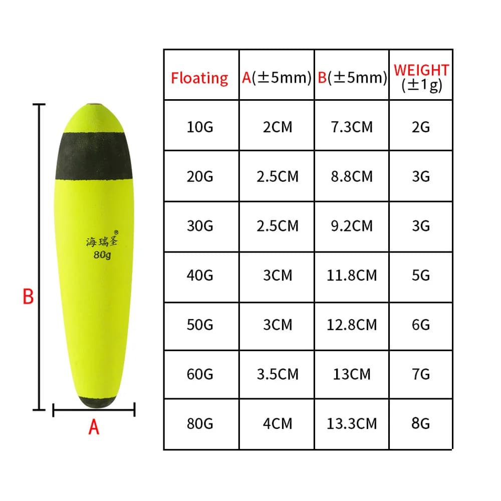 5 flotteurs pêche EVA 10g-100g elastic boya - Bobber buoy pour rockfishing et pêche des silures