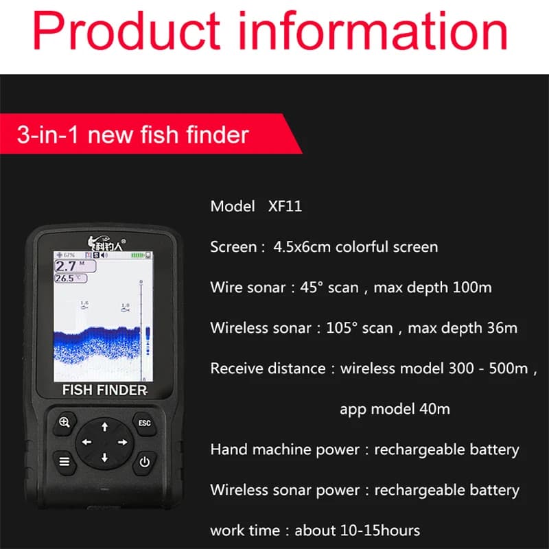 Sonar portable pêche sans fil avec APP et écran LCD couleur - Détecteur de poissons nouvelle génération 2025
