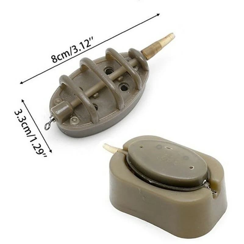 Moule à feeder inline FLYSAND - Kit de 4 feeders pour pêche à la carpe avec porte-amorce intégré