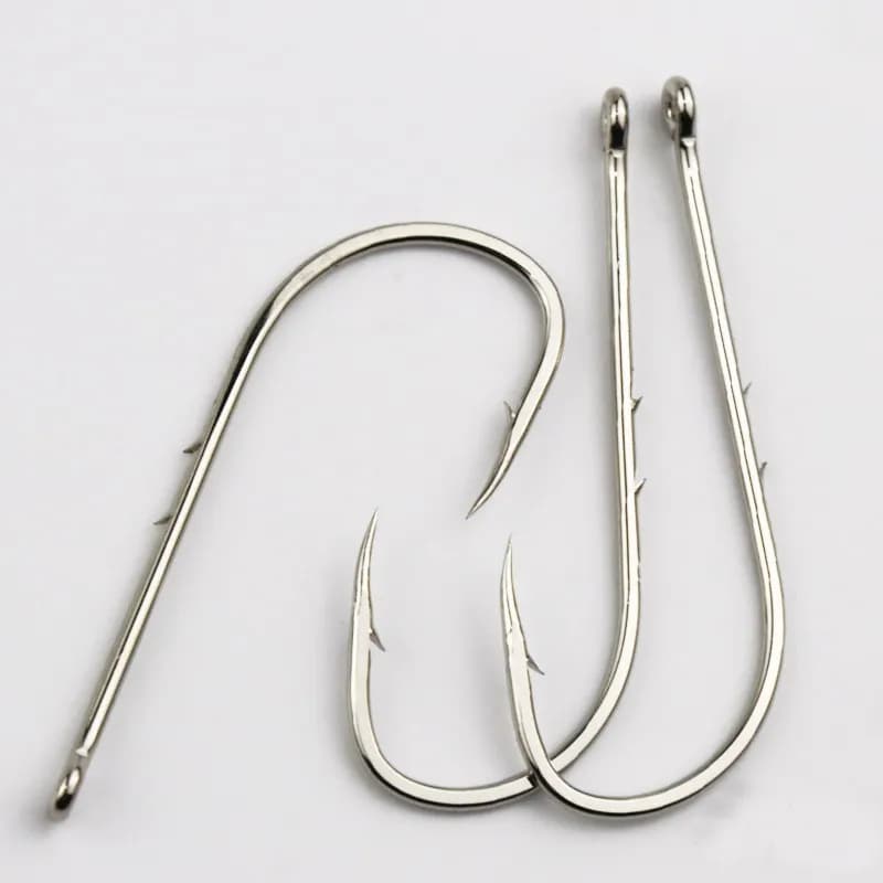50 hameçons longue tige acier carbone 1 à 12, ardillon offset pour appâts naturels, boîte de pêche