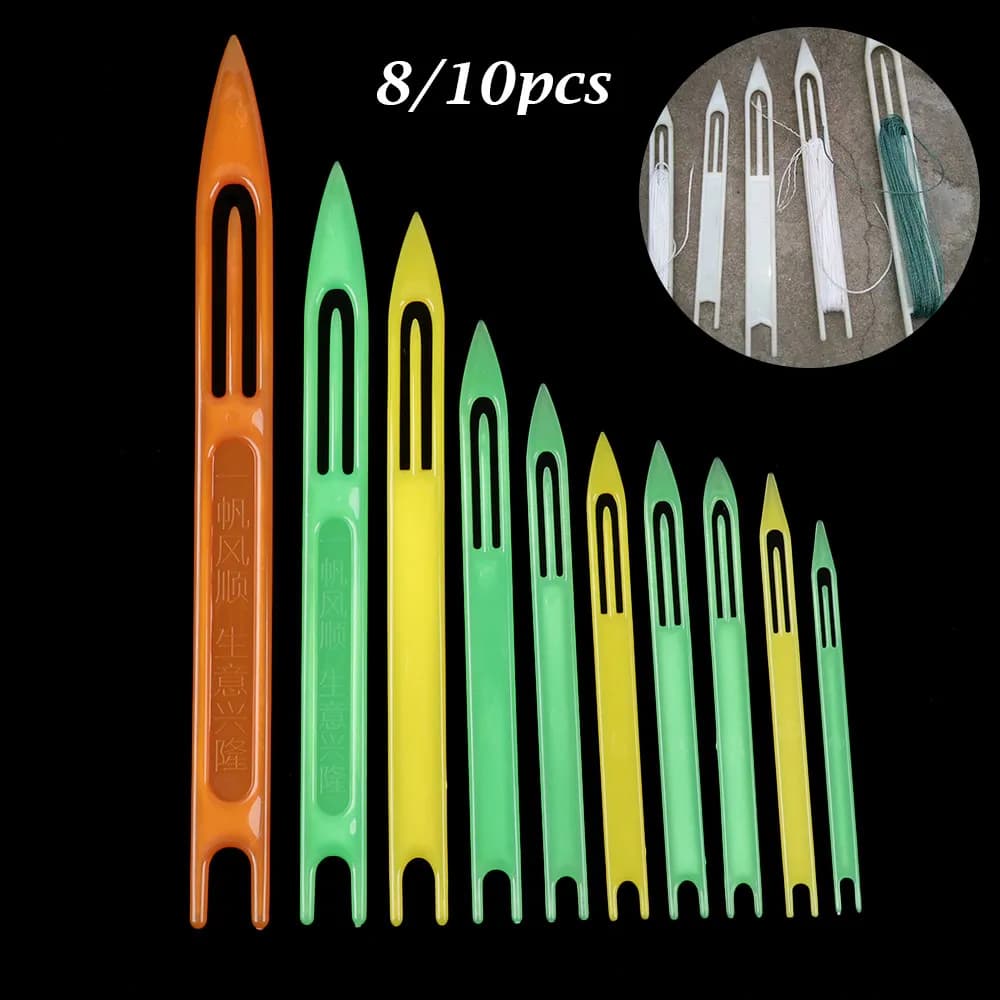 8/10 aiguilles réparation filets pêche plastique anti-rouille coloris aléatoires équipement